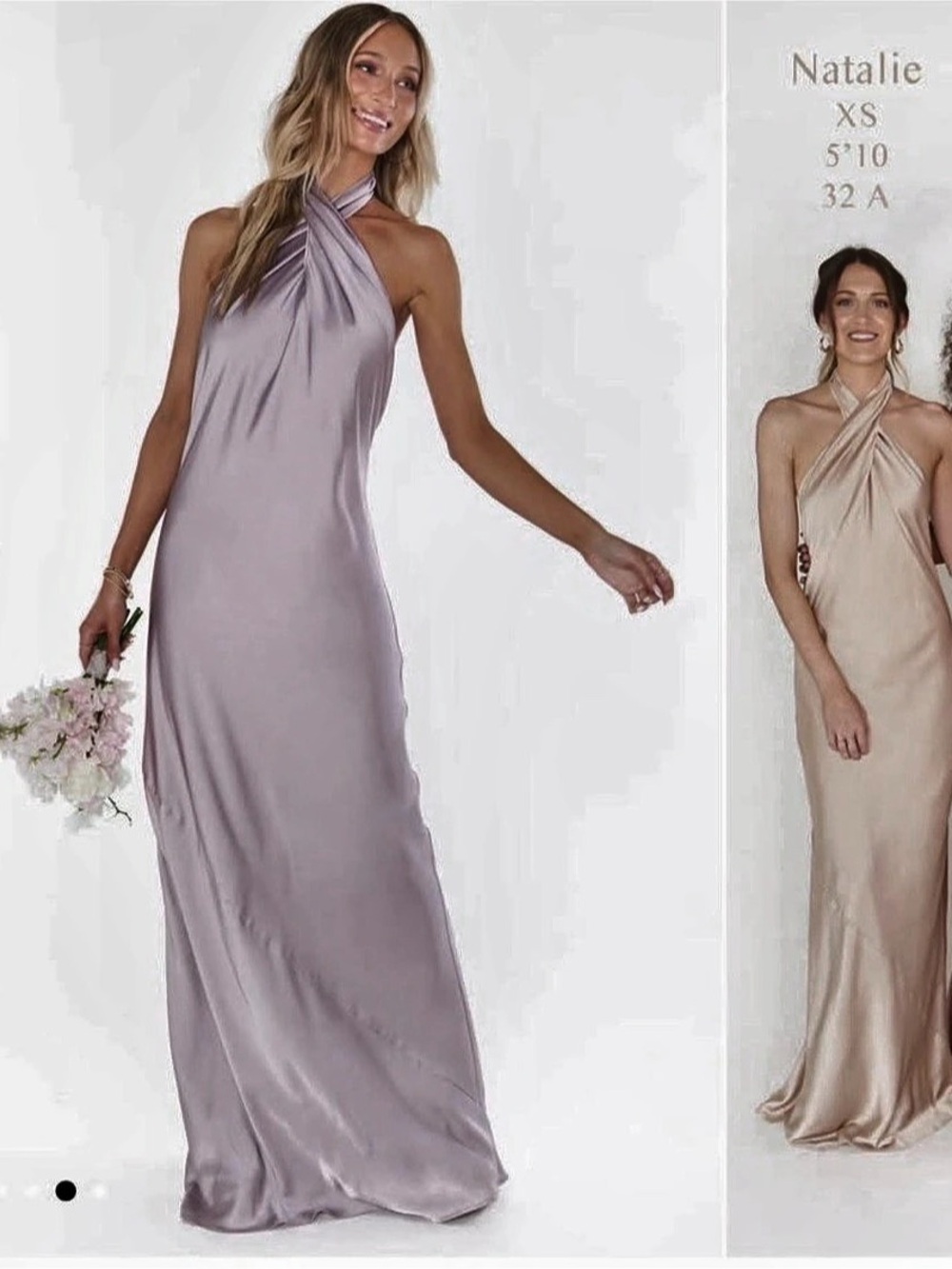 Mumu Satin Halter Maxi Dress in Purple
